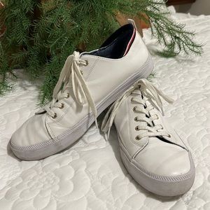White Leather Tommy Hilfiger Tennis Shoes